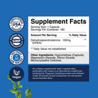 DHEA Supplement for Women & Men - DHEA 100mg per Serving Capsules for Hormone Balance - Promotes Mood Stability Healthy Brain Function & Energy - Dehydroepiandrosterone Capsules - 180 Count