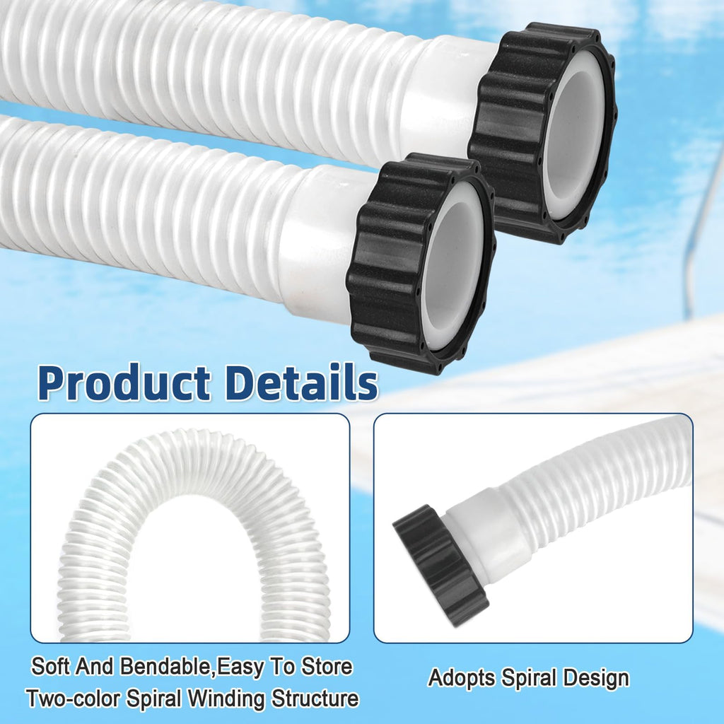 Conderyang 2 Pack 1 1/2 Pool Hose for Above Ground Pool 6ft Pump Replacement Hoses 1.5" EVA Heavy Duty Swimming Pool Hose for Above Ground, Filter Pumps, Saltwater Systems and Sand Filters (White)