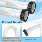 Conderyang 2 Pack 1 1/2 Pool Hose for Above Ground Pool 6ft Pump Replacement Hoses 1.5" EVA Heavy Duty Swimming Pool Hose for Above Ground, Filter Pumps, Saltwater Systems and Sand Filters (White)