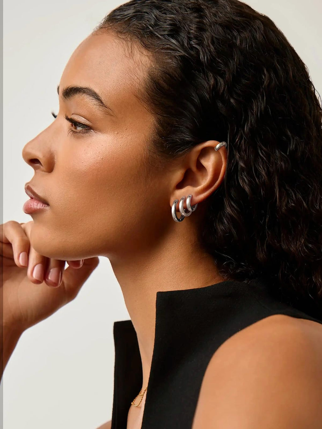 Small Silver Huggie Hoop Earrings for Women 9mm Lightweight