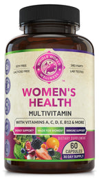WHOLE WORLD WELLNESS Womens Daily Multivitamin Multimineral Supplement for Energy, Mood, Focus, Hair, Skin & Nails. Made for Women with 30+ Nutrients, Fruit & Energy Blend. Womens Vitamins, USA Made.