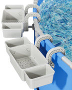 POOLHOUR [Patented] Poolside Storage Basket with 2 Cup Holders, Stretchable Above Ground Pool Accessories Organizer, Multifunctional Poolside Holder for Most Frame Pool Accessories (2Pack)