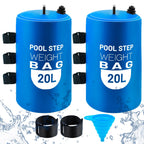 2PCS Pool Ladder Weights 20L/50lb Universal Pool Step Weights Sand Bag Waterproof 500D PVC Heavy Duty Swimming Pool Stair Weights for Above Ground and Inside Pool with 2 Handles and 1 Funnel Blue