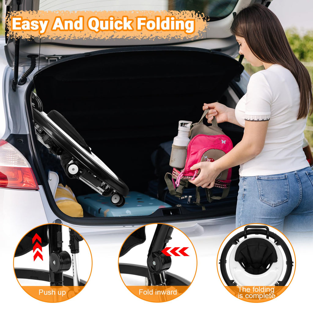 HolyBase Music and Lights Baby Walker Foldable with 9 Adjustable Heights, Baby Walker with Wheels Portable, Infant Toddler Walker for Baby Boy Girls 6-18 Months