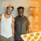 VCFBBG Clean Prebiotic Fiber Gummies for Men, Peach Flavor, Sugar-Free Pre+Probiotic Fiber Gummies, Gut Health & Digestive Support, Men's Prebiotics and Probiotics Gummy, 60 Count