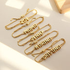 U ZERO Personalized Name Bracelet for Women, Custom Bubble Letter Jewelry Gift for Mom, Bridesmaid, Girlfriend - Birthday, Christmas, Thank You Present (Style-A)