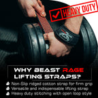 BEAST RAGE Lifting Wrist Straps for Weightlifting, Straps Gym Grip Power Workouts Lifting Straps Padded Cotton Men Women Wrap Lift, Deadlift Bodybuilding Weight Lifting Exercise Straps (Silicone)