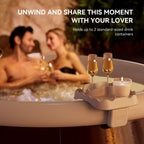 Anivia Hot Tub Table Tray, Adjustable Width 4.3" to 7.7" Hot Tub Accessories for Intex PureSpa, Nonslip Caddy Holds 2 Drinks, Keep Snacks-Drinks Handy and Dry, Fits Outdoor Inflatable Spa/Pool(Beige)