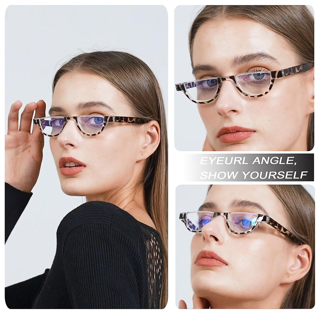 EYEURL Half Frame Reading Glasses for Women-5 Pack Blue Light Blocking Glasses Fashion Rimless Computer Readers for Women Anti UV Ray Eyeglasses with Spring Hinges,2.5