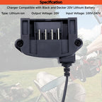Tulepowceeng LCS1620B Charger Compatible with Black and Decker 20V 12V Max Lithium Battery LBXR20 LBX4020 LBX20 LBXR2020 Replacement for 20v Lithium Battery Charger LCS1620 BDCAC202B