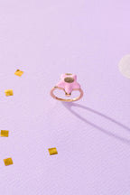 Alex and Ani Polly Pocket™ Locket Ring - Pink Star-Shaped Top with 'Tiny and Cute' Quote, Pastel Enamel Gold Finish Nickel-Free, Ideal for Polly Pocket™ Fans