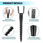 XYADX No Dig Ground Screw Anchor - Black U Shaped Post Stake for 4x4 Wood Posts, Includes Lag Bolts & 27" Rebar, for Mailbox Posts and Fence Posts Anchor, 4 Pack