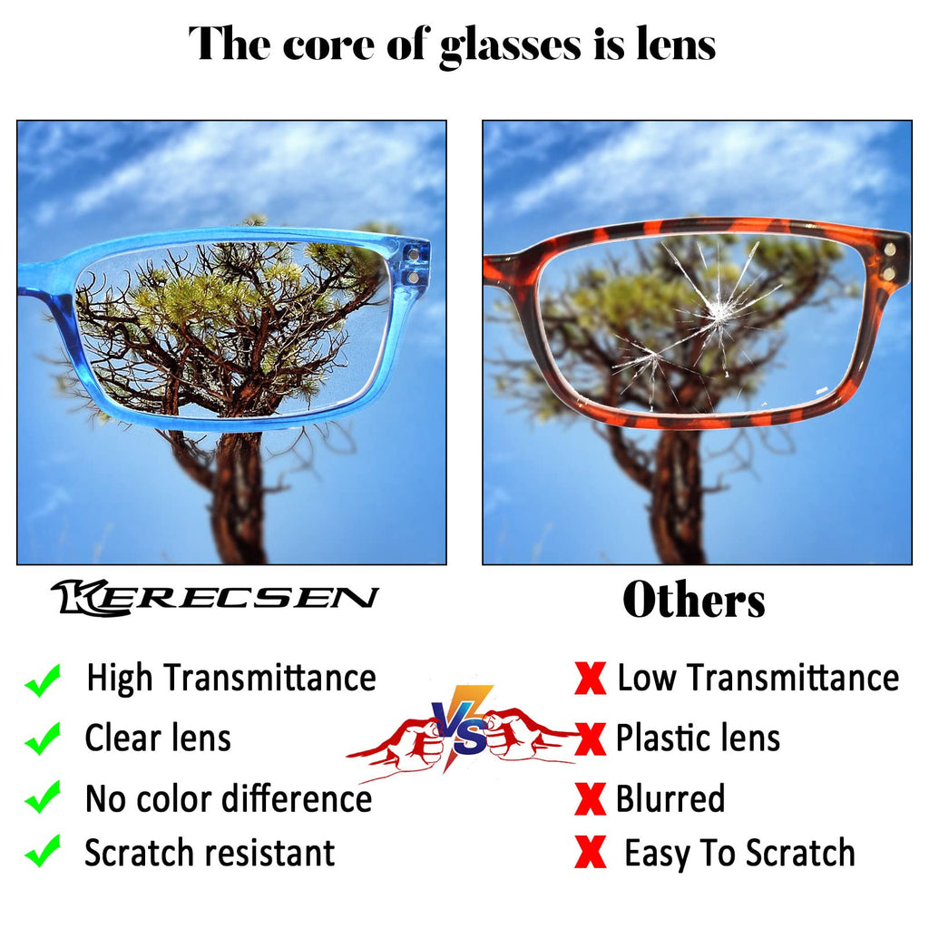Kerecsen 6-Pack Reading Glasses Blue Light Blocking,Spring Hinge Readers for Men Women,Computer Eyeglasses (6 Black, 2.0, multiplier_x)