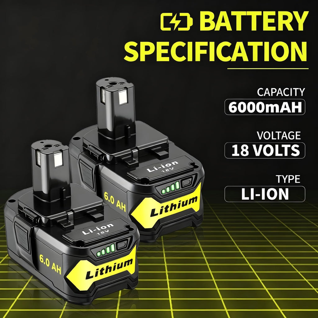 Ultraxxis 2 Packs High Capacity Replacement for Ryobi 18v Battery P108 P104 P105 P102 P103 P122 P109 Li-ION Compatible with Ryobi 18V ONE+ System Cordless Power Tools and Charger
