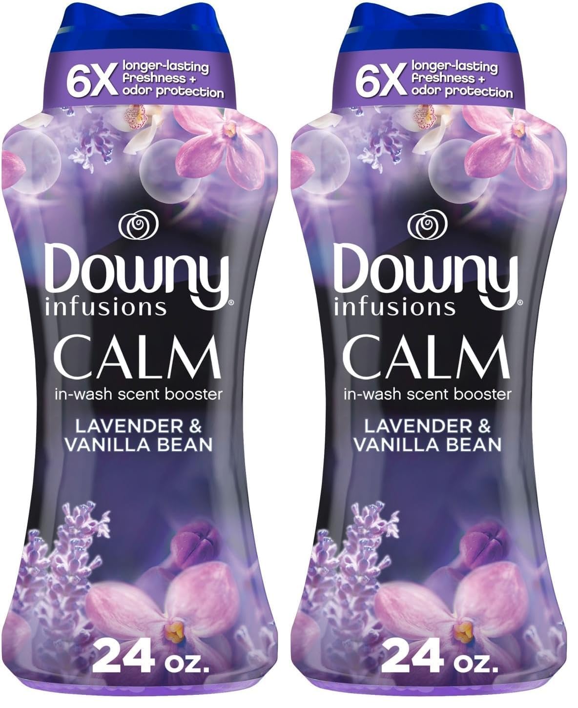 Downy Calm In Wash Laundry Scent Booster Beads,Soothing Lavender And Vanilla Bean Scent,24.0 OZ,Laundry-Scent Beads,Long Lasting Freshness,(Pack of 2)