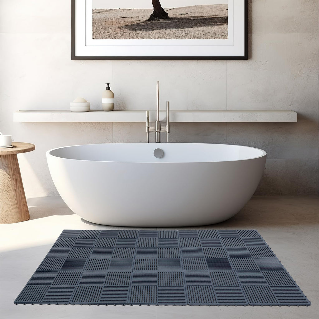 wiiiw 9 Pack Modular Interlocking Tiles Double Non-Slip 12"x12" Dark Gray