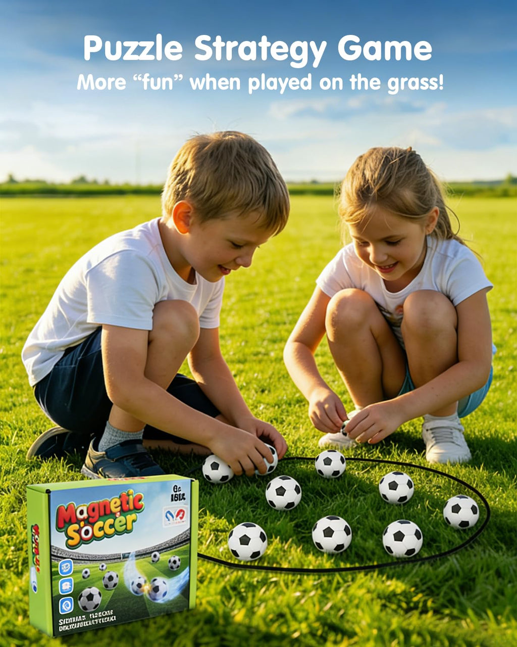 Nevzan Soccer Magnetic Game with String & 20 Football-Shaped Stones
