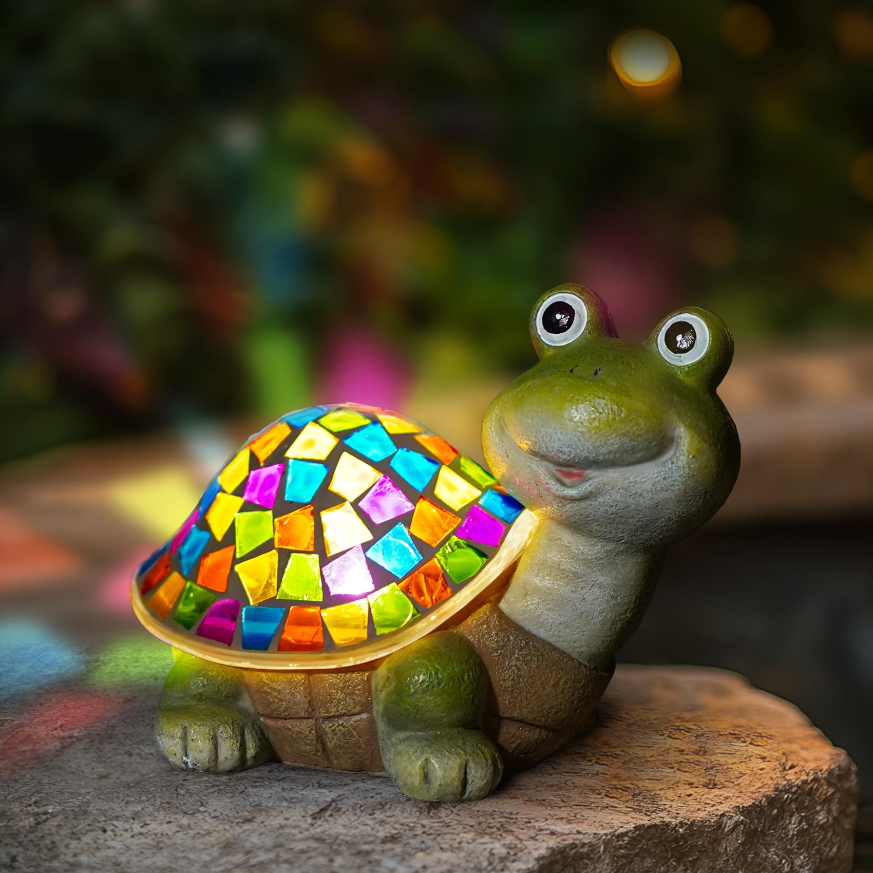 MININOVA Solar Mosaic Turtle Statues Outdoor Garden Decorations Kids Solar Light for Outside Home Decor Gifts for Kids Women Retirement Housewarming Christmas