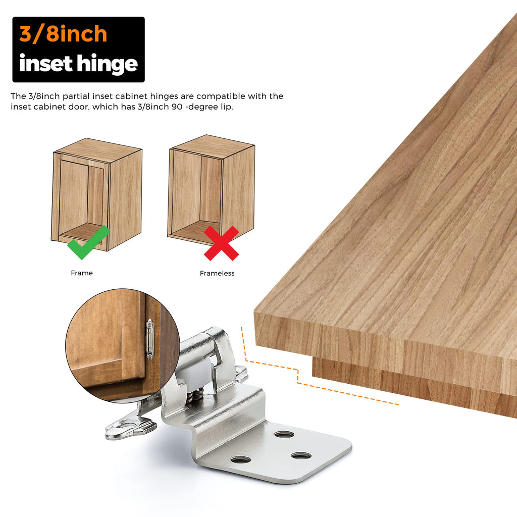 Ravinte 30 Packs (15 Pairs) 3/8 inch Inset Polished Chrome Cabinet Hinges Kitchen Cabinet Hinges Self Closing Hinges for Kitchen/Bathroom/Furniture Cabinets & Doors,Decorative Cabinet Hardware