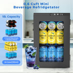 COWSAR Commercial Beverage Refrigerator 24-Can Mini Fridge, Countertop Wine Cooler Small Adjustable Digital Thermostat, LED Light, Freestanding Countertop Drink Refrigerator for Home, Bar & Office