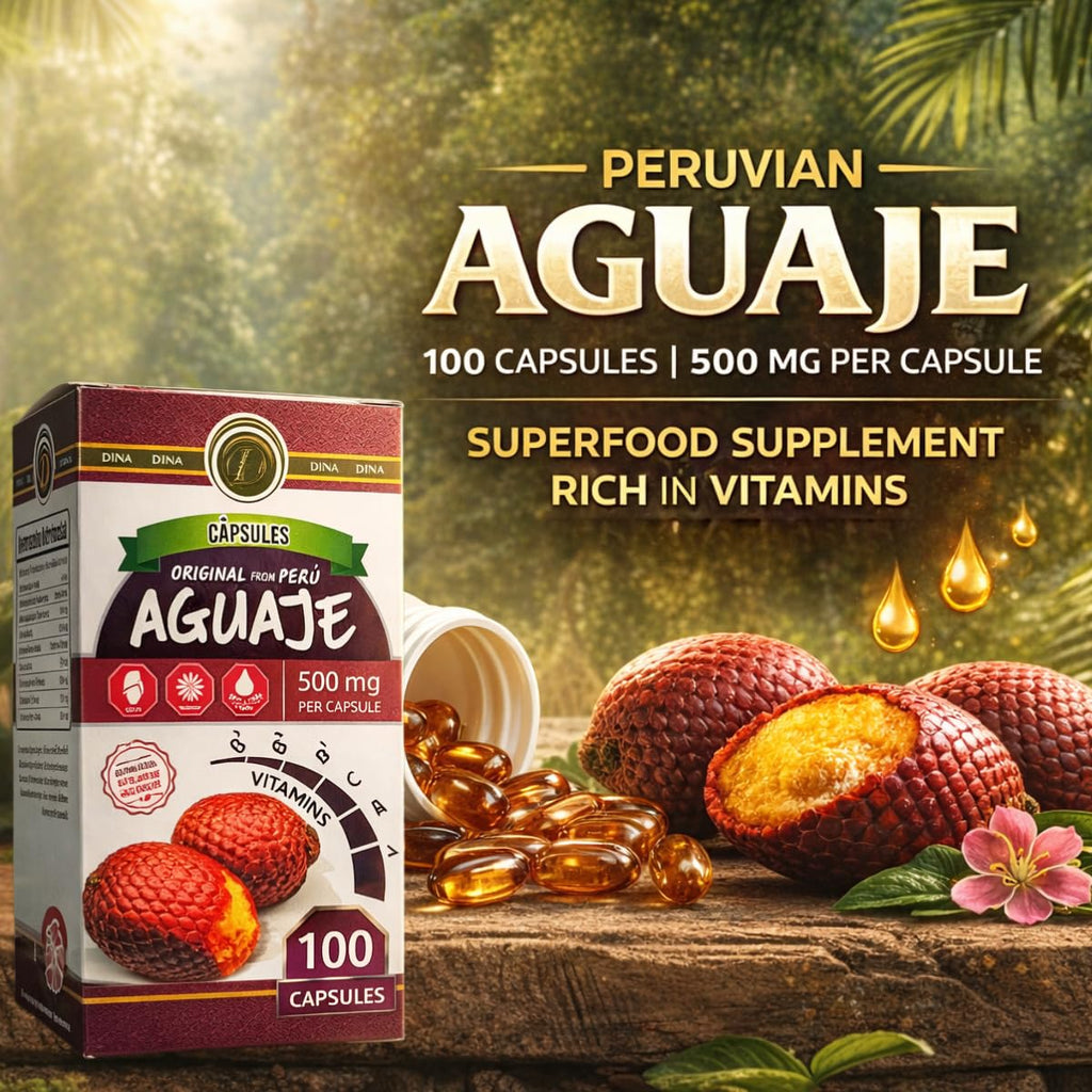 Aguaje del Peru, 100 Capsules of 500 mg each, Bottle Format for Daily Routine and General Wellness Support