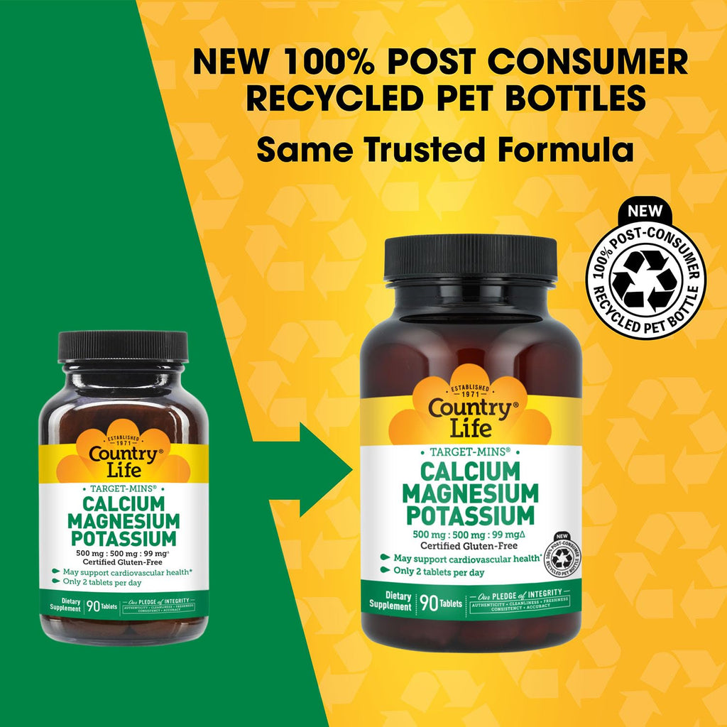 Country Life Calcium Magnesium Potassium, 90 CT