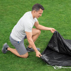 Bestway Flowclear PVC Round 14 Foot Pool Cover for Above Ground Frame Pools with Drain Holes and Secure Tie-Down Ropes, Black (Cover Only)