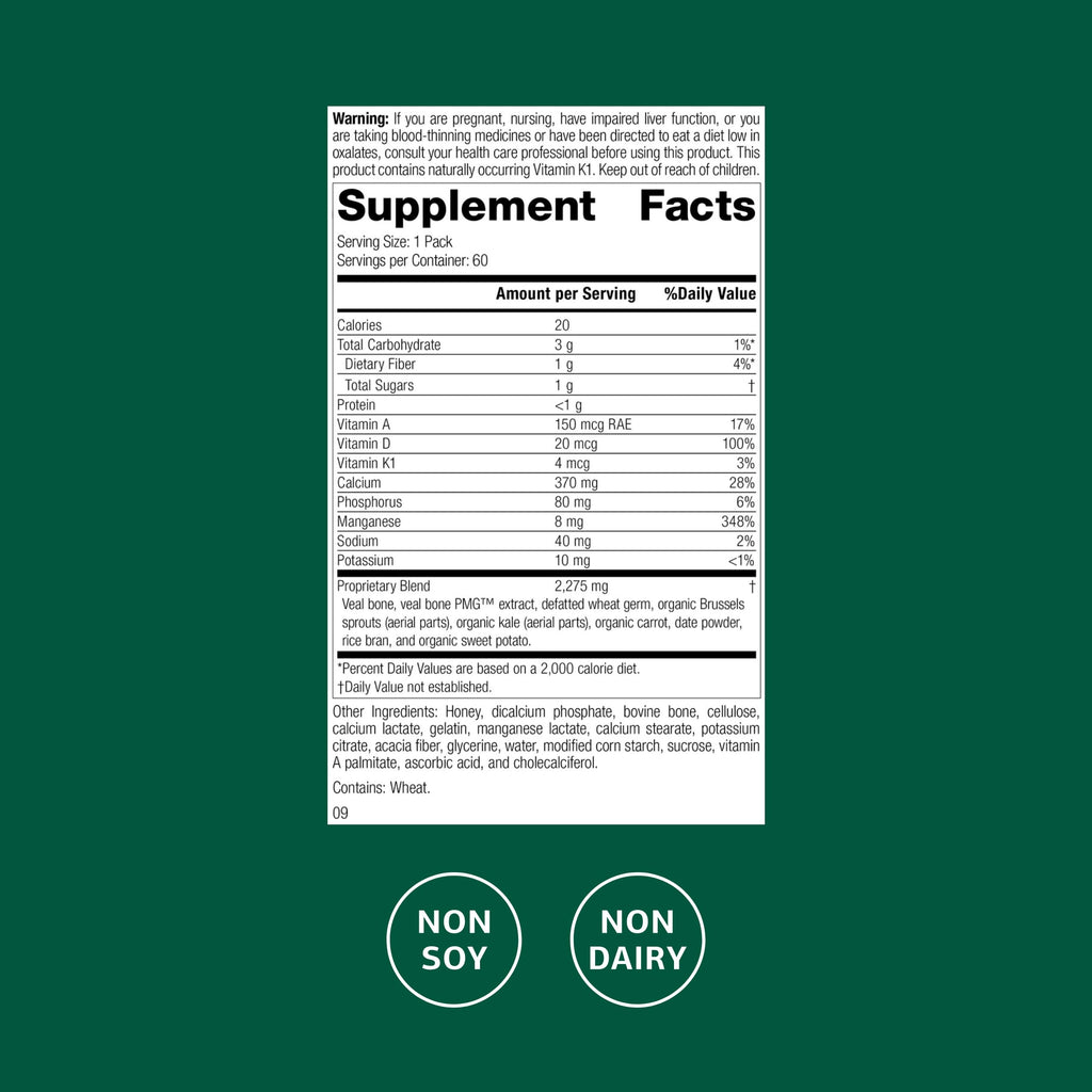 Standard Process Bone Health Pack - Supports & Maintains Healthy Bone Density with Calcium, Vitamin D & Antioxidant Vitamin A - Non-Dairy & Non-Soy - 60 Packs (60 Servings)