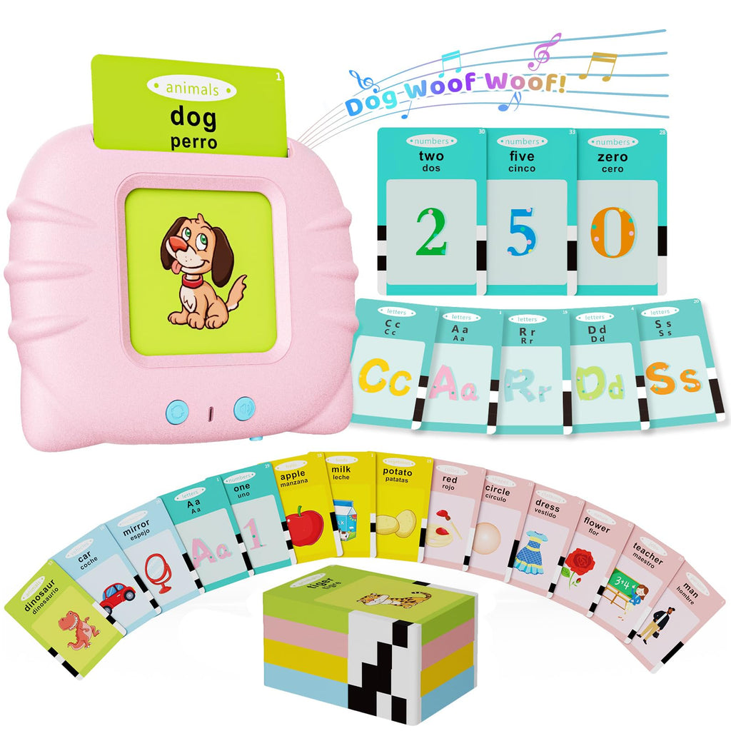Aullsaty Toddler Toys Bilingual English and Spanish Talking Flash Cards for 1 2 3 4 5 6 Year Old Boys and Girls, Autism Sensory Toys for Autistic Children, Learning Educational Speech 250 Sight Words