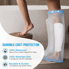 TANGKA Waterproof Leg Cast Cover for Shower with New Upgraded Non-Slip Padding Bottom,Reusable Sealed Watertight Foot Protector to Keep Wound Covers & Bandages Dry, Perfect Fit for Leg Foot Ankle