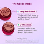 OLLY Kids Sleep Gummy, Occasional Sleep Support,* 0.5mg Melatonin, L-Theanine, Raspberry Flavored, 50 or 25 Day Supply - 50 Count