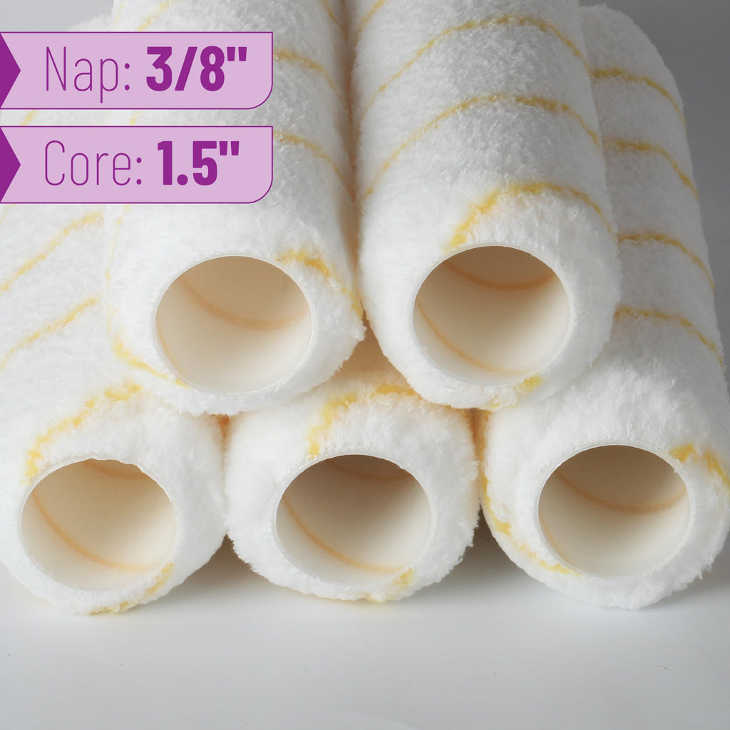 Bates- Paint Roller Covers, 9" x 3/8", 12 Pack, Yellow Stripes, Covers for Paint Rollers 9 Inch, 9 Inch Paint Roller Covers, Paint Roller Cover, Paint Roller Covers 9 Inch, Large Paint Roller Covers