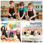 ZLEVEAYN 30 Pcs Kids Apron Bulk Adjustable Children Bib Aprons with Pockets for Girls Painting Kitchen Cooking Baking (Black, L)