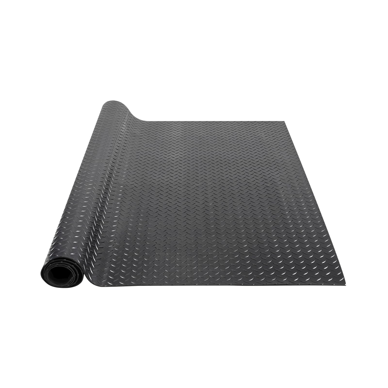 VEVOR Diamond-Plate Rubber Flooring Roll, 3 mm x 4 ft x 8 ft Floor Mat, SBR Rubber Roll, Easy to Clean, for Under Cars, Garage, Industry, Gym, Black
