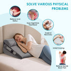 WGAKCED 3Pcs Wedge Pillow Set for After Surgery,Acid Reflux Relief, Adjustable Bed Wedge Pillows for Sleeping,Anti Snore, Memory Foam Triangle Pillow for Back&Neck&Shoulder Pain Relief, Plush Grey