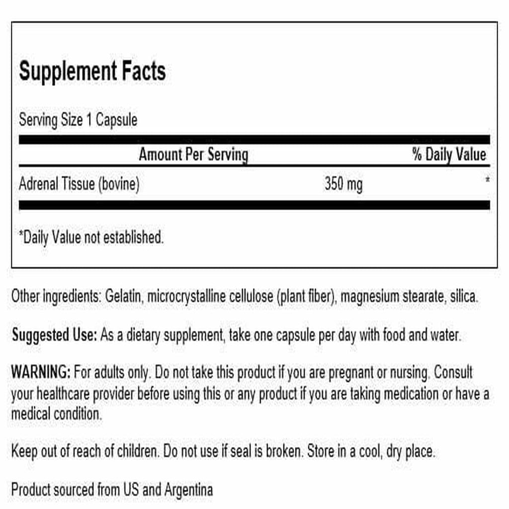 Swanson Adrenal Glandular 350 Milligrams 60 Capsules