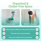 Bril UV-C Toothbrush Sanitizer and Holder – Wall Mounted, Rechargeable, 30-Day Battery, Magnetic Mount, Fits Electric and Manual Brushes, Portable Travel Case, Auto-Shutoff – Black