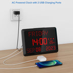 Raynic Digital Clock, 11.5" Large Display Digital Calendar Clock with Day and Date, Indoor Temperature, Adjustable Brightness, Snooze,12/24H, DST for Home, Office, Elderly