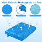 Anycosy Shower Seat Cushion Waterproof Sauna Seat Cushion Bathtub Cushion for Sauna,Slip-Resistant 3D Foam Mesh Bathtub Chair Pad with Hook,Quick Drying Shower Seat Mat for Elderly (Blue, Medium)
