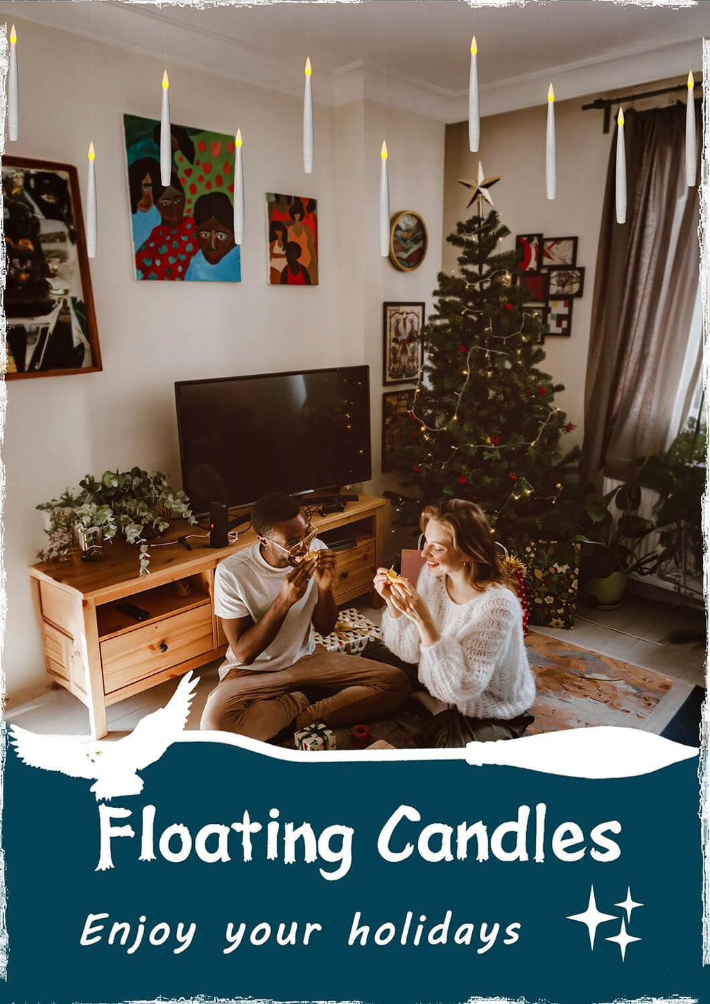 Leejec 20Pcs Floating Candle with Wand Remote, 6/18H Timer, Halloween Decor