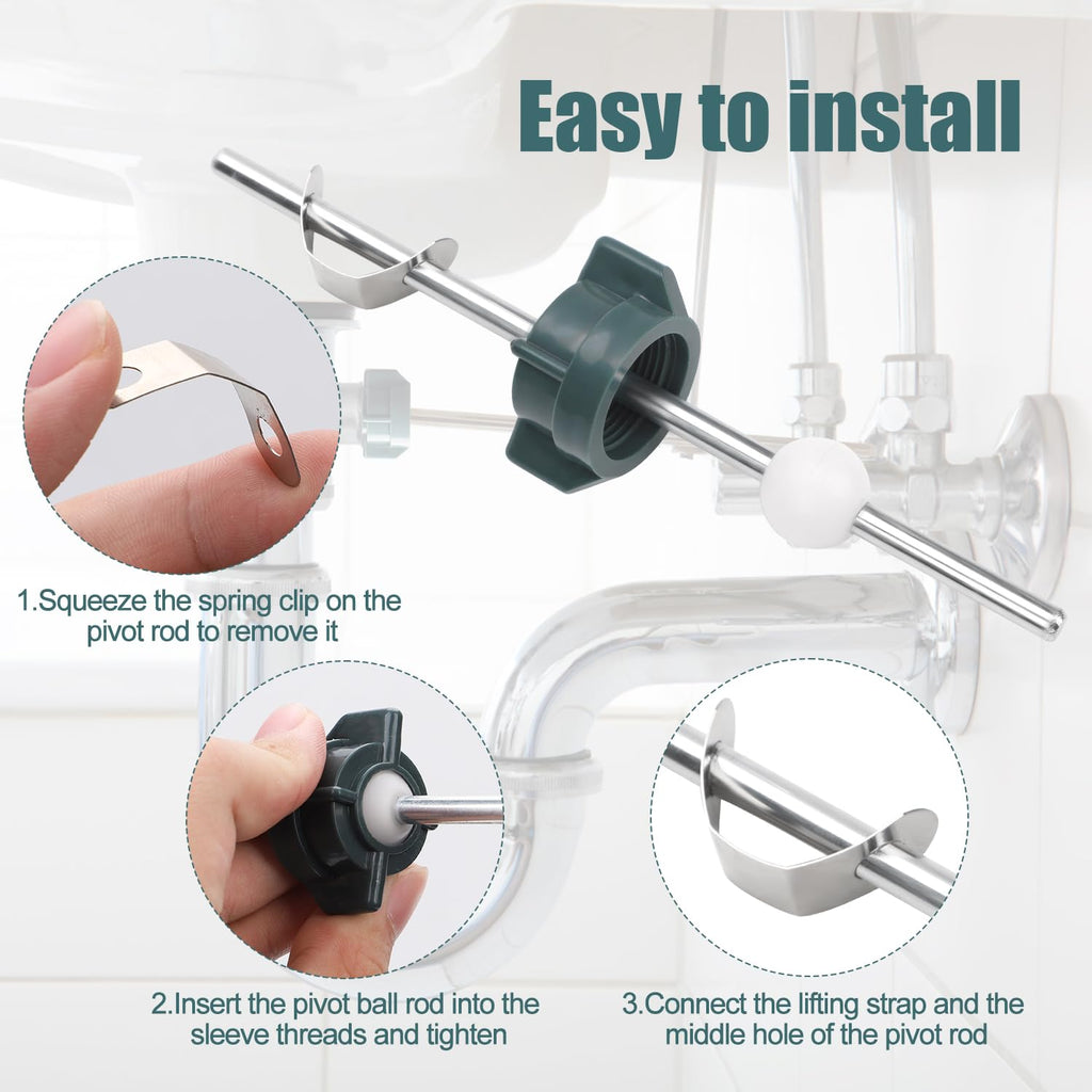 4pcs Lavatory Pop Up Center Piece Assembly, Sink Ball Rod Replacement Bathroom Sink Drain Repair Kit Compatible with Price Pfister Stopper & Other Popular Brands Replacement Parts for PS2673(Green)