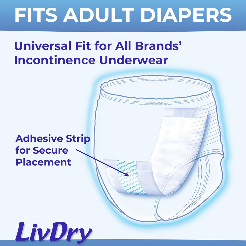 LivDry Incontinence Booster Pads, Use with Adult Diapers for Women and Men, Extra Comfort Softness, Disposable Pad (160 Count, Regular Length)