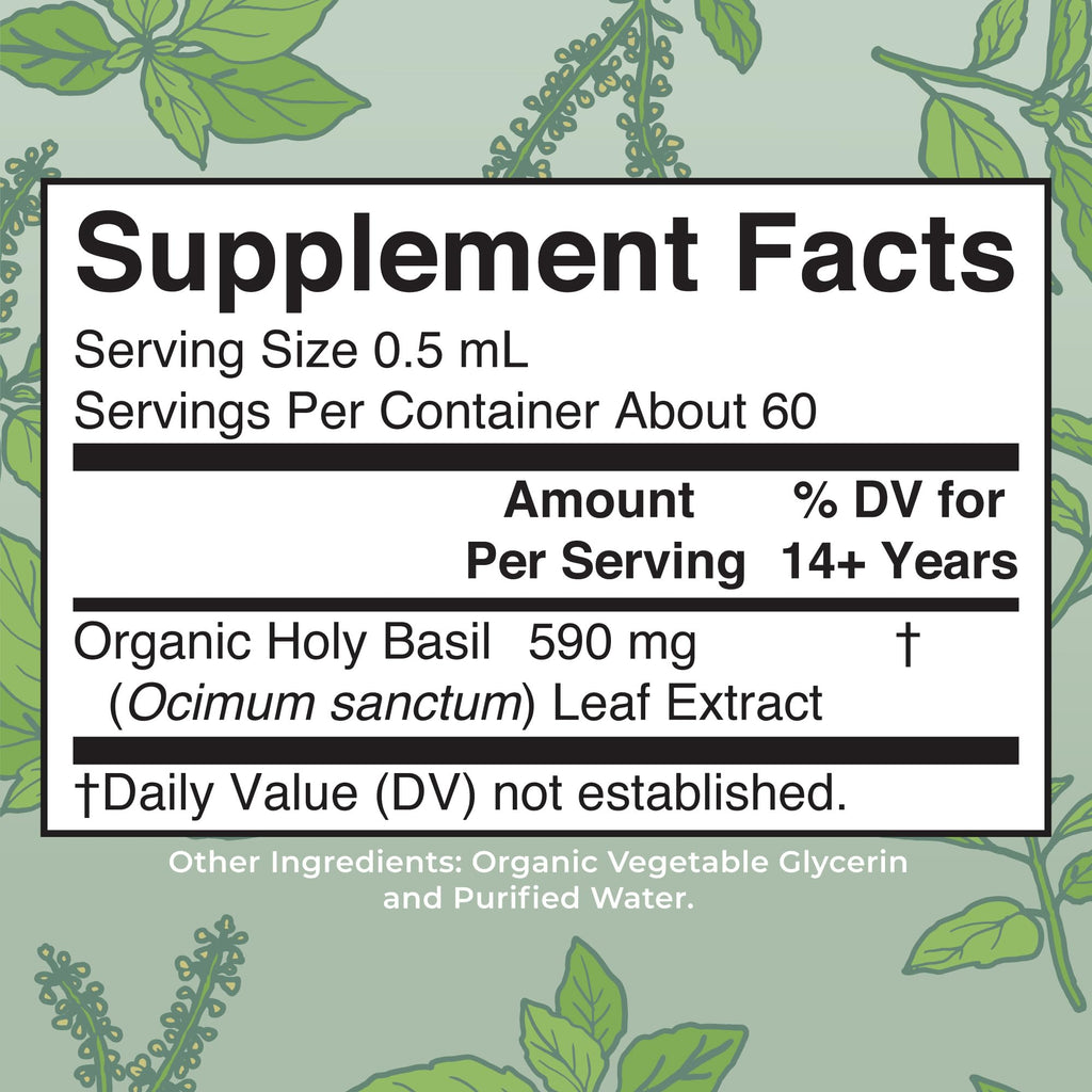 MARYRUTH'S Organics Holy Basil Sugar Free | Tulsi Holy Basil Herbal Liquid Drops | Antioxidant | Cognitive Function | Digestive Support | Energy Levels | Vegan | Non-GMO | 1 Fl Oz