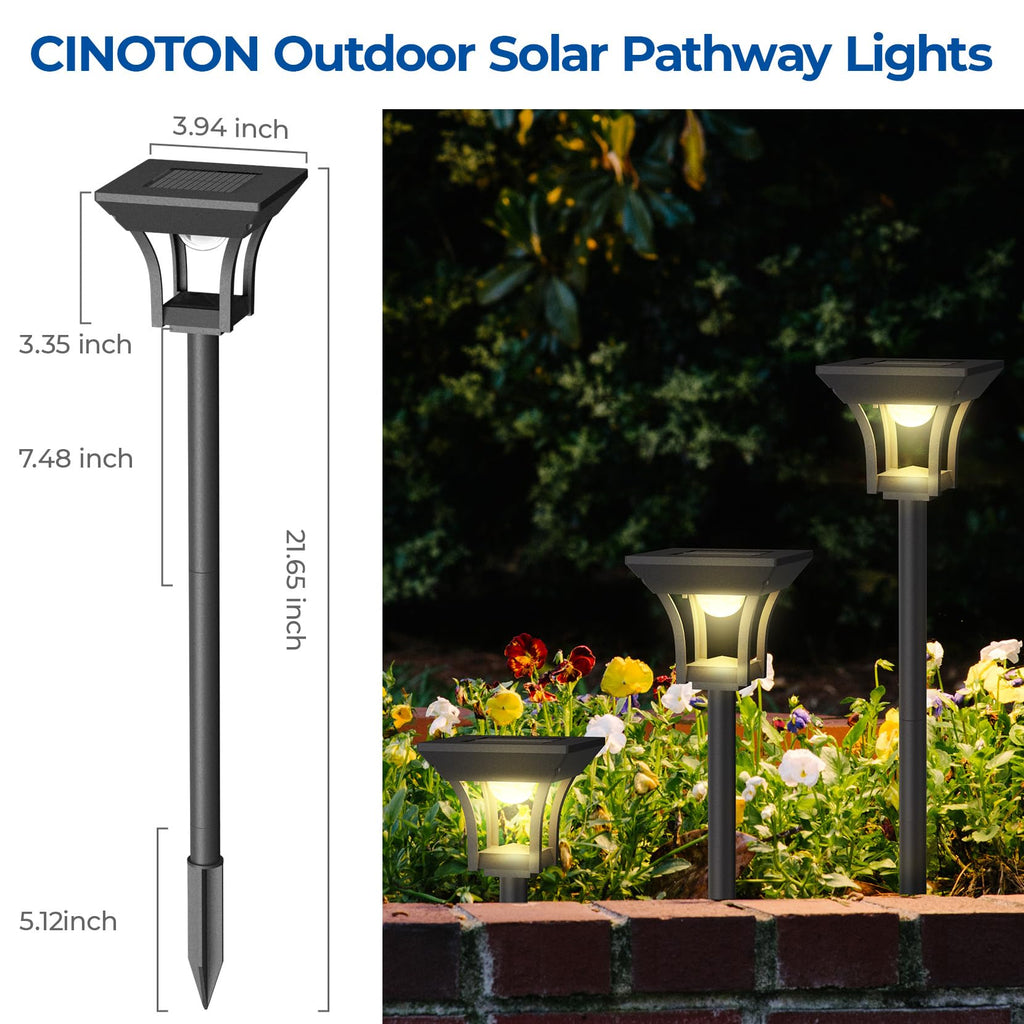 CINOTON 6 Pack RGBCW Solar Pathway Outdoor Lights, 3 Lighting Modes Solar LED Garden Light, IP65 Waterproof Outside Solar Powered Landscape Lighting for Patio Walkway Yard Driveway RGB/Warm/Cold White