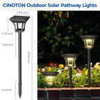CINOTON 6 Pack RGBCW Solar Pathway Outdoor Lights, 3 Lighting Modes Solar LED Garden Light, IP65 Waterproof Outside Solar Powered Landscape Lighting for Patio Walkway Yard Driveway RGB/Warm/Cold White