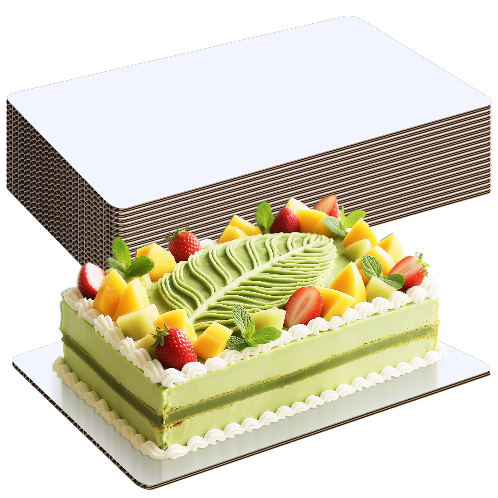 12 Pack 19x14 Inch Cake Boards Rectangle White, Half Sheet Cake Board, Cake Cardboard Rectangle, Greaseproof Sturdy Disposable Dessert Boards for Cakes, Cupcakes, Pizza, Pies