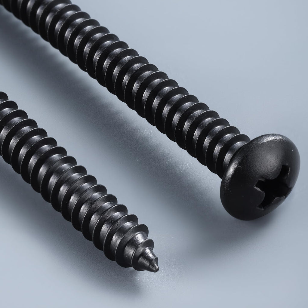 BNUOK #8 x 3/4 Inch Pan Head Wood Screws, Phillips Drive, Black Oxide Stainless Steel 304 (18-8), Self Tapping for Wood, Sheet Metal Screws, 100 Pack