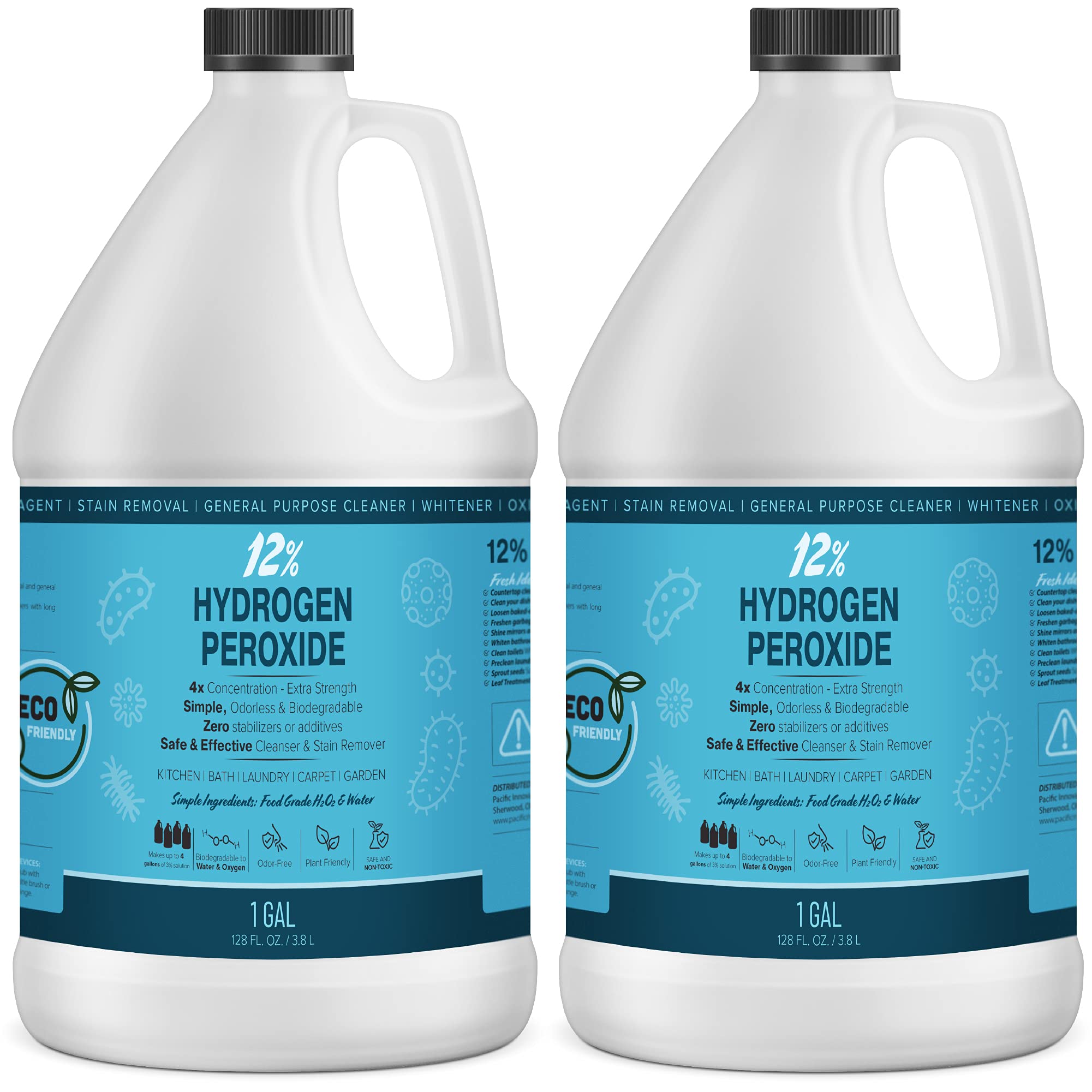 MAXTITE 12% Hydrogen Peroxide Solution - (Just Food-Grade H2O2 & Water!) - Ecofriendly Natural Cleaning Solution for Kitchen, Bath, Laundry, and More - HDPE Bottle with Child-Safe Cap USA Made