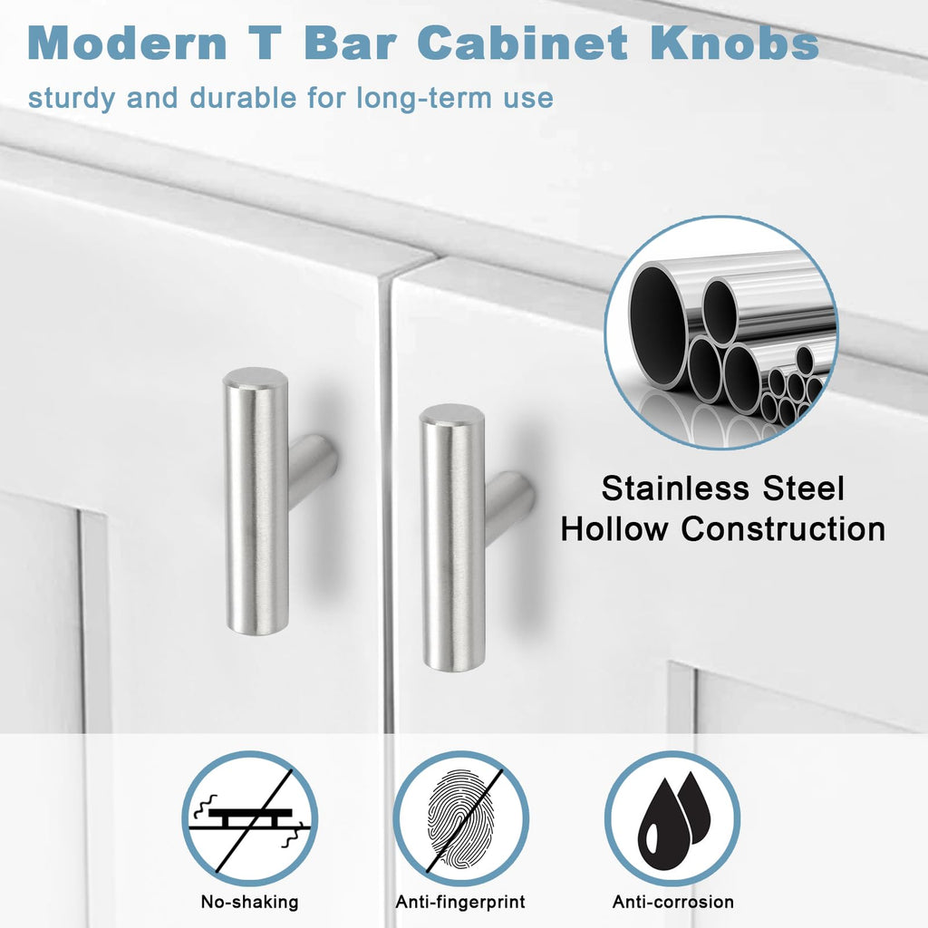 Estmoon 30 Pack Cabinet Knobs Brushed Nickel Cabinet Handles, Stainless Steel Single Hole Kitchen Cabinet Knobs Silver Cabinet Pulls for Kitchen Cabinets and Dressers,2 Inch Overall Length Drawer Knob