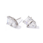 JTV White Cubic Zirconia Rhodium Over Sterling Silver Stud Earrings 5.58ct